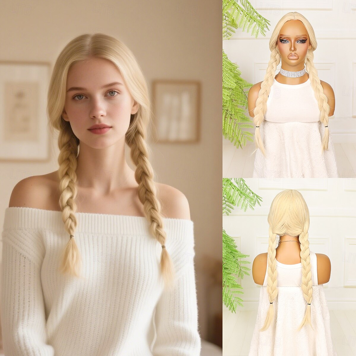 Perucas sintéticas Crochê Entrançado Parte do meio Trança Peruca 24 polegadas Dourado Suave Cabelo Sintético 24 polegada Mulheres Macio Confortável Loiro de 2026 por $42.99 –P1