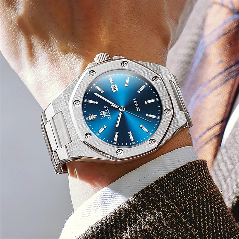 OLEVS pánské quartzové hodinky obchodní luminiscenční kalendář vodotěsné dekorativní nerezové hodinky 2026 - $35.99 –P1