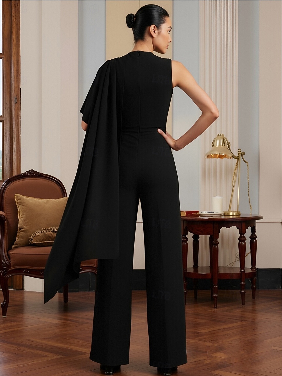 Overalls Bodenlang Brautmutterkleid Ärmellos Rundhalsausschnitt Elegant Einfach Formell Hochzeitsgast Stretchstoff mit Einfarbig 2026 - $160.99 –P2