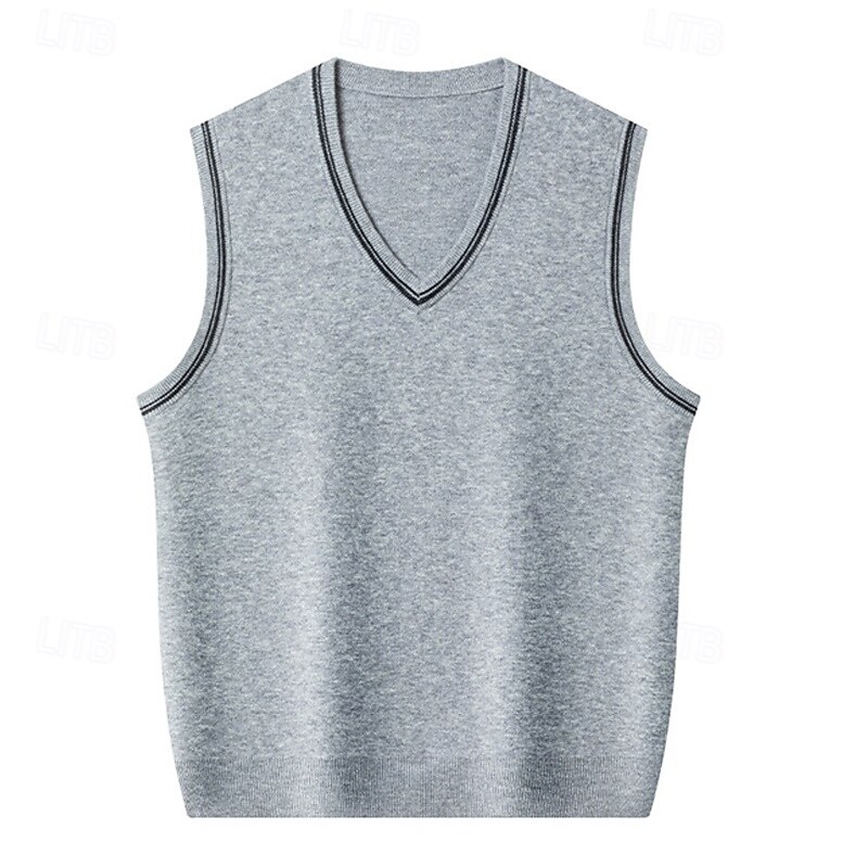 Herren Pullunder Kleid Pullover Pullover Weste Strickpullover Gerippt Stricken Normale Oberteile Gestrickt Einfach V Ausschnitt Mode Lässig Urlaub Alltagskleidung Bekleidung Herbst Winter Schwarz Rote 2026 - $25.99 –P13