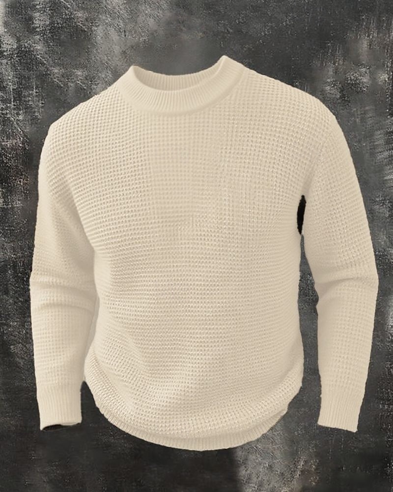 Voor heren Trui Gebreide trui Geribd Kabel breien Normale tops Gebreid Effen Strakke ronde hals Modern Modern eigentijds Casual Alledaagse kleding Kleding Herfst Winter Wit S M L 2026 - $34.99 –P1
