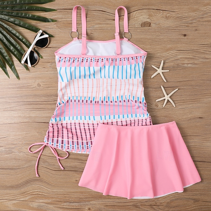 Γυναικεία Μαγιό 2 κομμάτι Φούστα Μαγιό Εξώπλατο Διακοπές Ρούχα παραλίας Ριγέ Στρογγυλή Λαιμόκοψη Αμάνικο Μαγιό 2026 - $28.99 –P6
