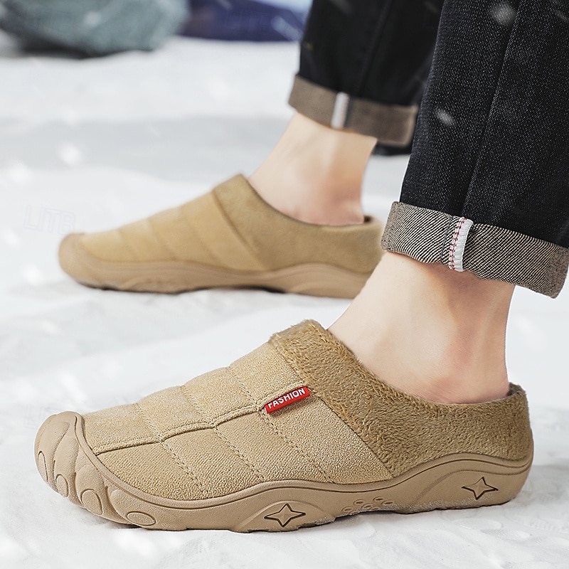 scarpe slip-on trapuntate marroni da uomo con fodera in pile: calzature calde e comode per l'inverno e le uscite informali del 2026 a $34.99 –P3