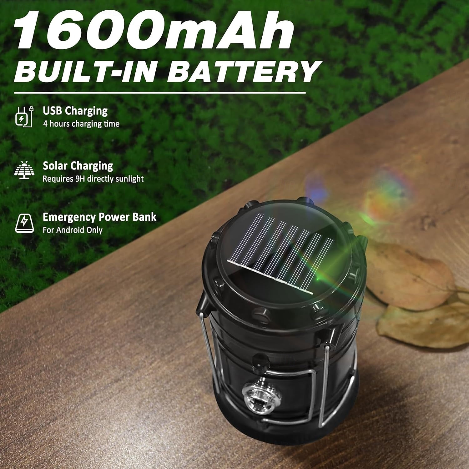 1 balení skládací přenosné LED kempingové lucerny, lehké, vodotěsné, solární, USB dobíjecí LED svítilny, sady pro přežití, pro vnitřní i venkovní použití, pro domácí nouzové osvětlení, výpadky proudu, 2026 - $23.99 –P3