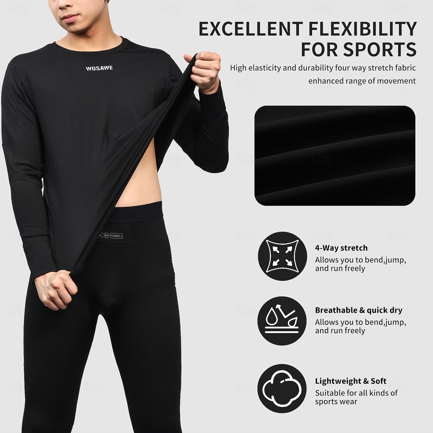 WOSAWE men's quick drying leggings for cycling skiing mountain climbing 3D fit moisture wicking underwear long pants BF141 2026 - $36.99 –P18