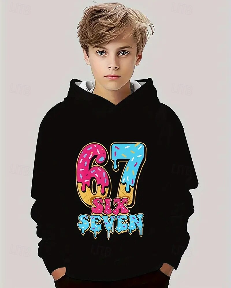 Chico 3D Graphic Jerga divertida 67 Sudadera Pullover Manga Larga Impresión 3D Primavera Otoño Deportes Moda Ropa de calle Niños 4-12 años Con Capucha Exterior Casual Diario Ajuste regular 2026 - ₪64.12 –P1