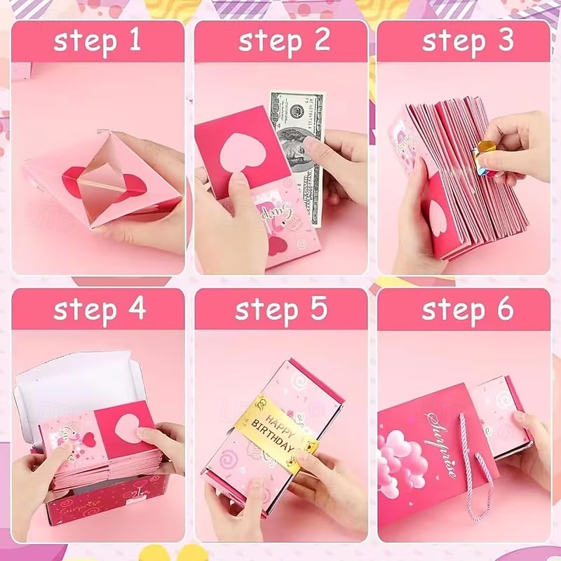 קופסת מתנה קופצת הפתעה קופצת קפיצה לימי הולדת, יום האהבה, חג המולד, חתונות, פסטיבלים, מזומן, פיצוץ, קופסת מעטפה אדומה יוקרתית, קופסת מתנה למסיבה 2026 - $10.99 –P14