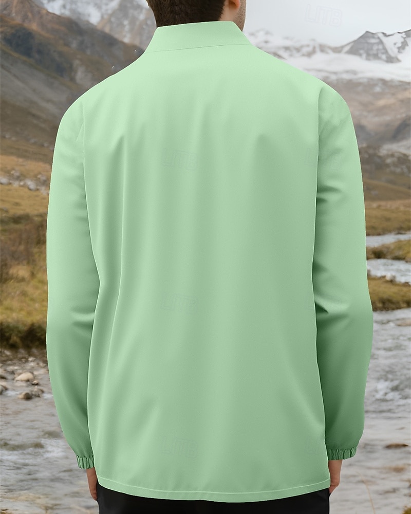 Hombre Chaqueta al aire libre Chaqueta para senderismo Vacaciones Diario Resistente al Viento Mantiene abrigado Bolsillo Otoño Invierno Plano Moda Clásico Escote Chino Regular Amarillo Claro Negro 2026 - $36.99 –P5