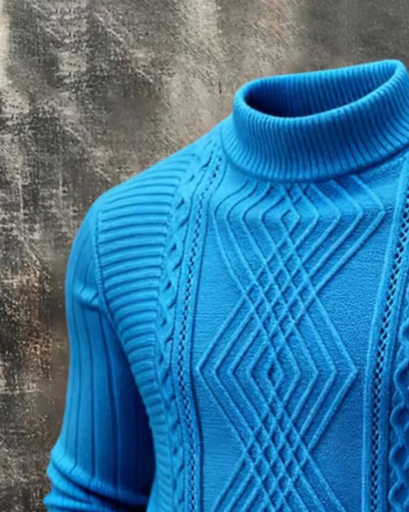 Herren Pullover Strickpullover Gerippt Zopfmuster Stricken Normale Oberteile Gestrickt Einfarbig Stehkragen Mode Streetwear Lässig Alltagskleidung Bekleidung Herbst Winter Blau Schwarz S M L 2026 - $42.99 –P5