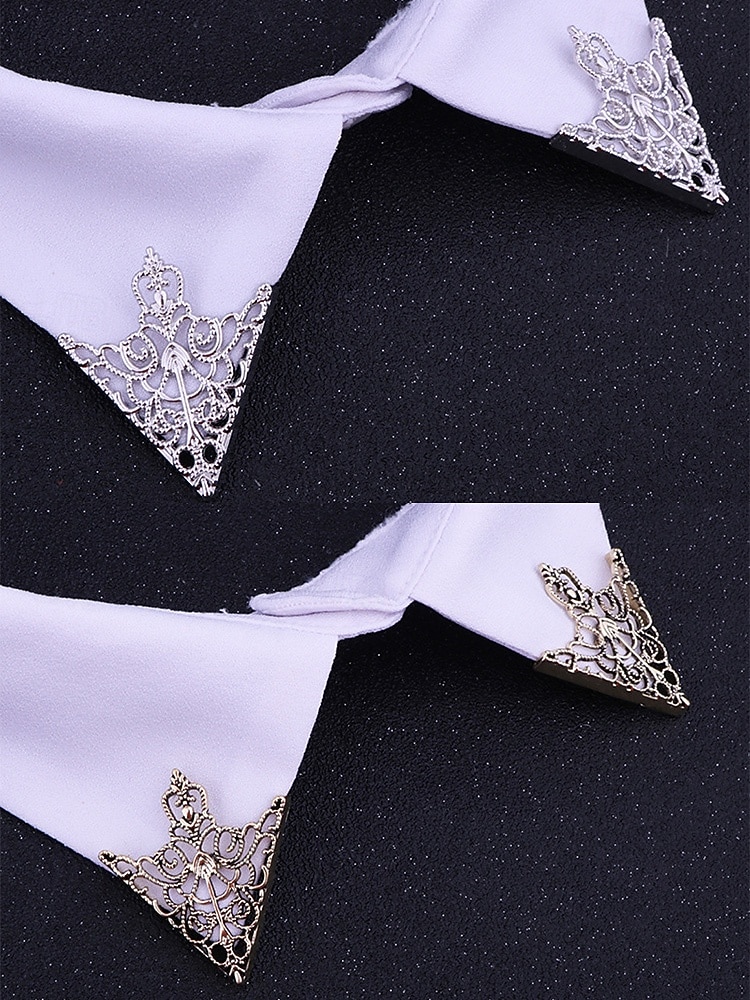 spilla con punte per colletto in lega da uomo: elegante design vintage con dettagli in cristallo, disponibile in più colori, perfetta per eventi formali e abbigliamento da lavoro del 2026 a $7.99 –P9