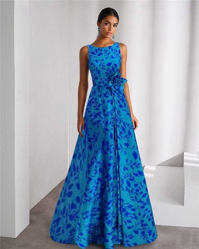 A-Line Floor Length Evening Gown Ball Gown Formal Dress Elegant Vintage Sleeveless Boat Neck Wedding Formal Pocket Satin with Floral Print 2026 - $195.99 A-Line Floor Length Evening Gown Ball Gown Formal Dress Elegant Vintage Sleeveless Boat Neck Wedding Formal Pocket Satin with Floral Print 2026 - $195.99