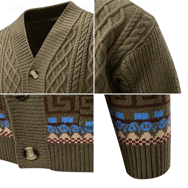 Per uomo Felpa Cardigan Maglione Fair Isle A Coste Treccia Maglia Top Regolari Lavorato a maglia Geometrico Scollo a V Vacanza Moda Casuale Abbigliamento quotidiano Abbigliamento Autunno & Inverno del 2026 a $45.99 –P6