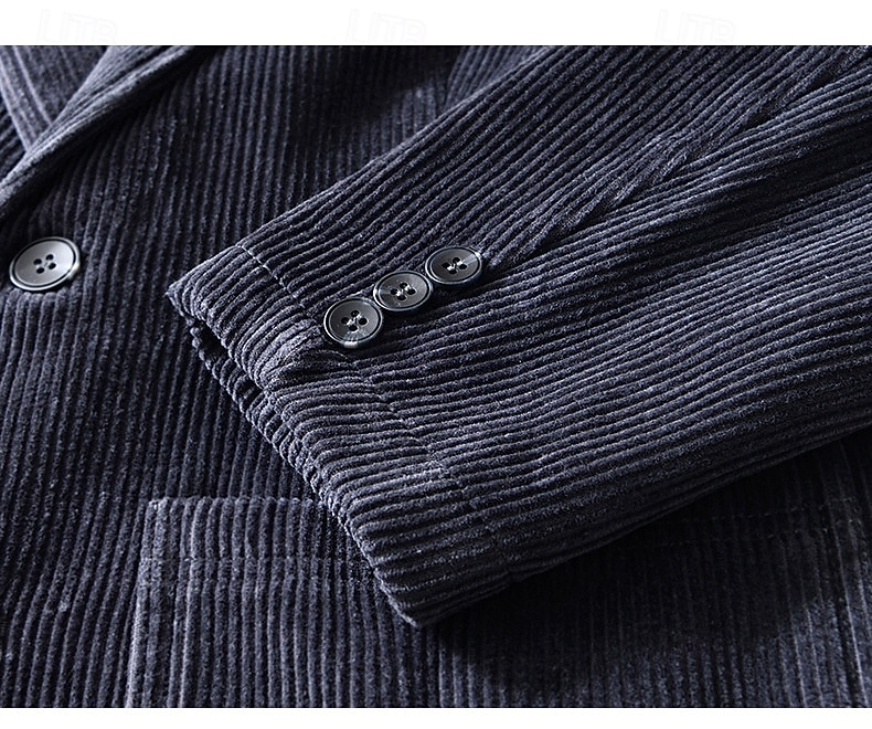 Herre Kordfløyel jakke Halskrage Årgang Mote Utendørs Ensfarget Blazer Blå kaffe Grå Skreddersydd Single Breasted To-knapper 2025 - $83.99 –P11