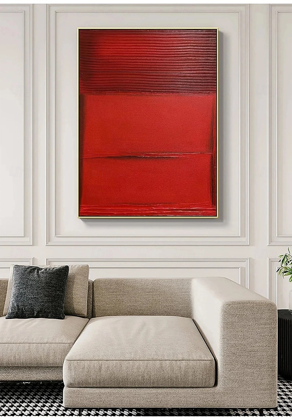 Pintura a óleo artesanal em tela, arte de parede abstrata com textura vermelha, decoração para sala de estar, hall de entrada, decoração para casa, pintura enrolada sem moldura e sem esticar. de 2026 por $63.99 –P4