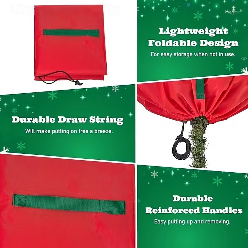 вертикальный мешок для хранения рождественских елок, легкая прочная ткань Оксфорд с завязкой на шнурке, компактное хранение для уже освещенных елок и фигурно подстриженных деревьев, удобный органайзер 2025 - $32.99 –P7