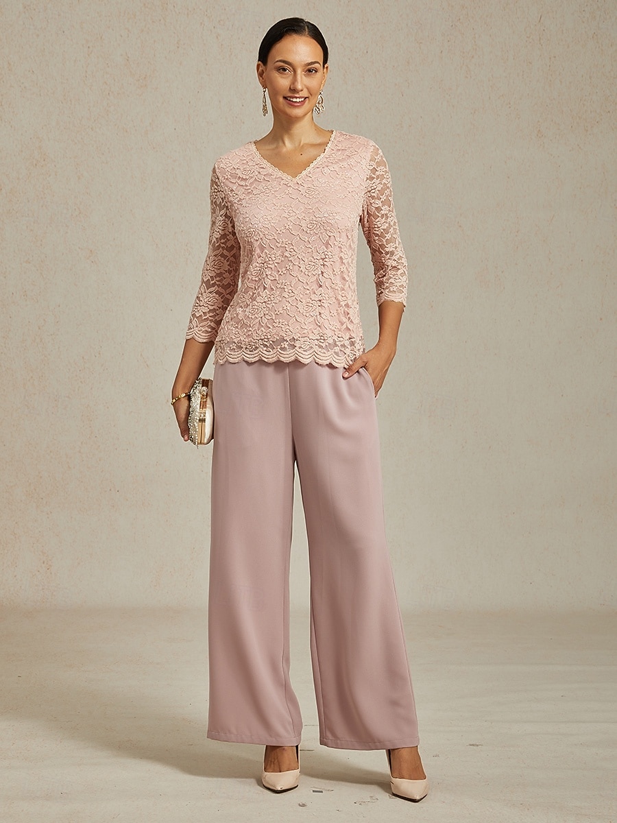 Women's Lace Shirt Blouse Lace Floral Elegant Long Sleeve V Neck Regular Tops Daily Wedding Guest Cute Outfits Pink Summer Spring Fall Winter 2026 - $35.99 –P10