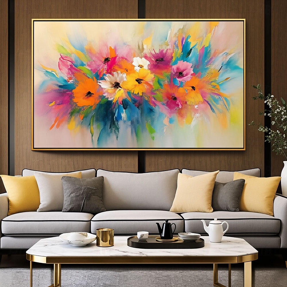Pintura artesanal de flores coloridas em estilo abstrato com respingos de tinta a óleo, arte de parede em tela, pôster decorativo para casa, cozinha, escritório e outros ambientes. Presentes. de 2026 por $67.99 –P4
