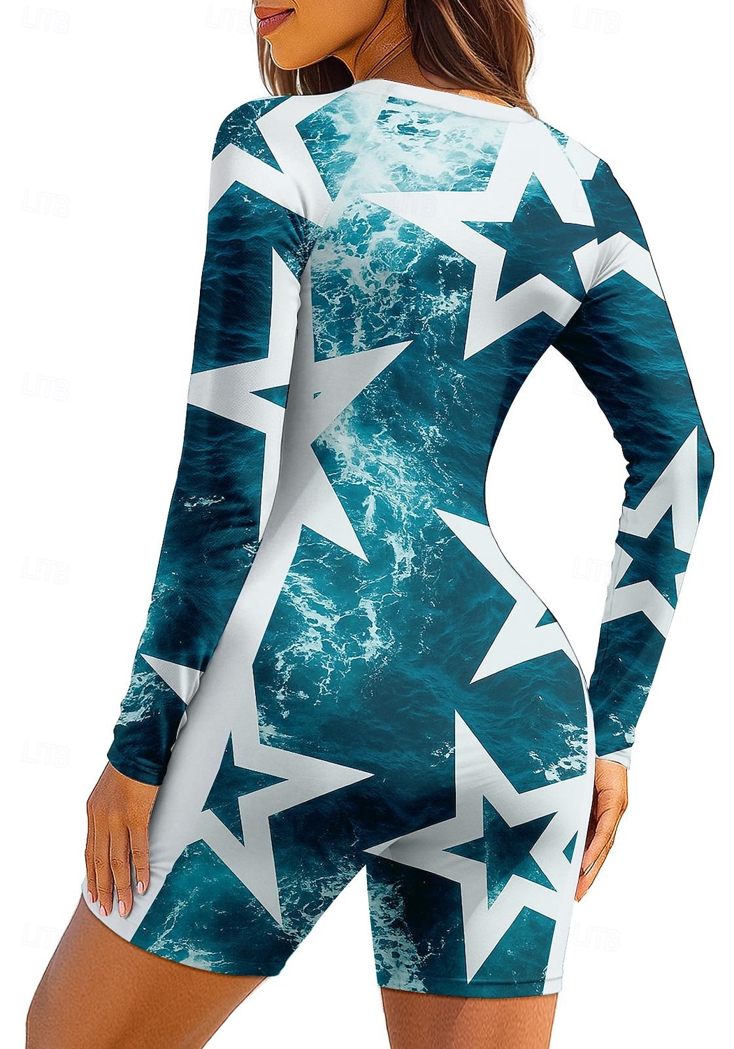 Dámské Ochrana proti vyrážce Plavky Boyleg Geometrický Zapni Vyjímatelné vycpávky Přední zip UV ochrana proti slunci UPF50+ Ultra lehký (UL) Dlouhý rukáv Plavky Ochrana proti vyrážce Surfován 2026 - $35.99 –P2