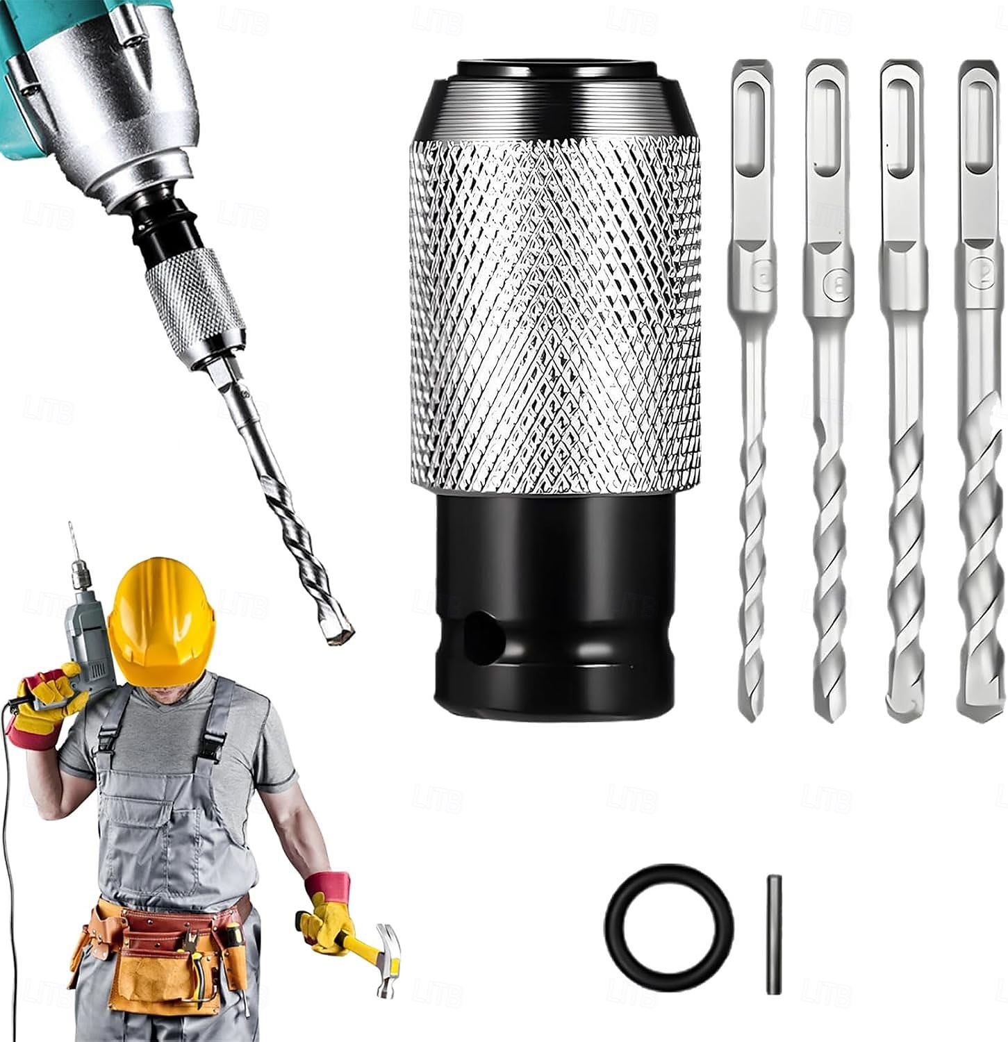 set di utensili adattatori per martello perforatore portatile con 2/3/4 punte per trapano a percussione - testa di conversione per chiave elettrica, anticorrosione &antiruggine, ideale per progetti di del 2026 a $15.99 –P4