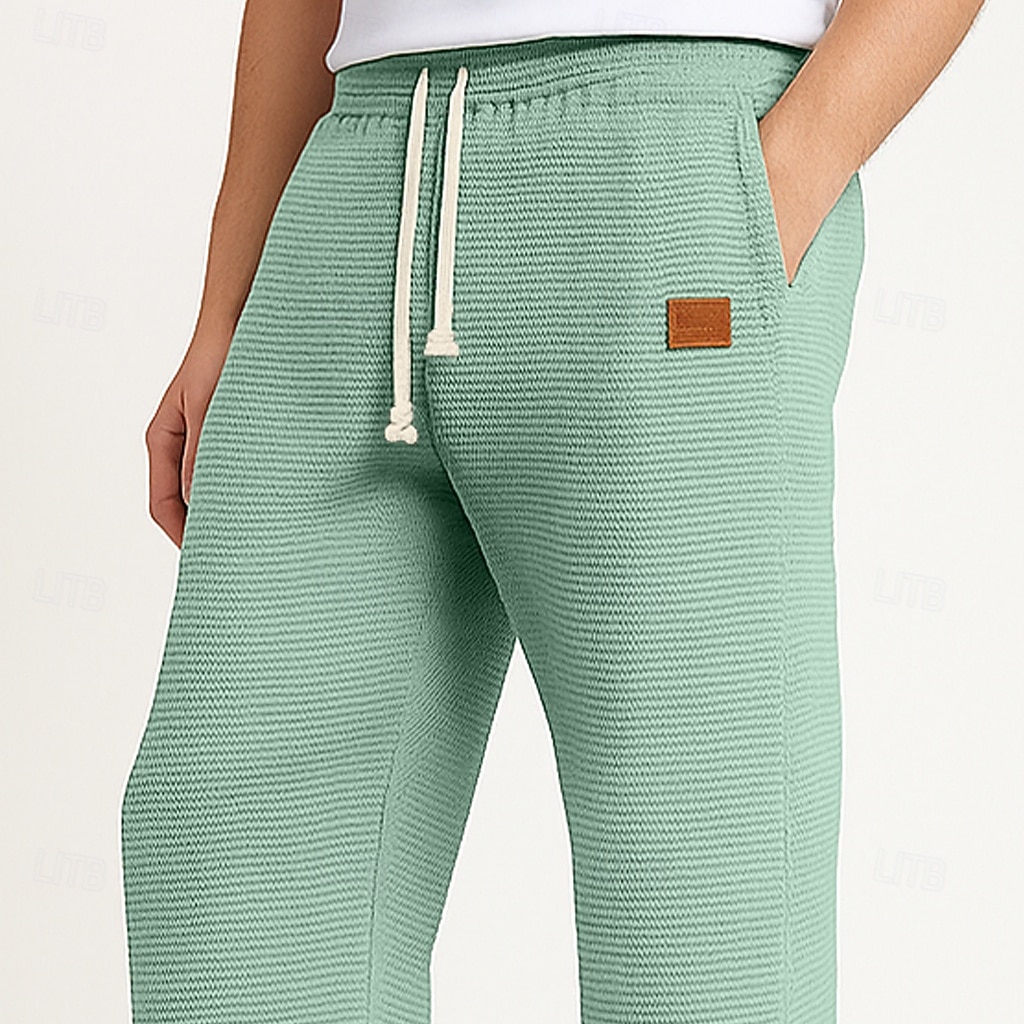 Herren Jogginghose Hose Gerade geschnittene Sweatpants Waffelhose Kordelzug Tasche Elastischer Bund Einfach Komfort Volle Länge Sport im Freien Täglich Urlaub Mode Blau Schwarz Dehnbar 2026 - $21.99 –P2