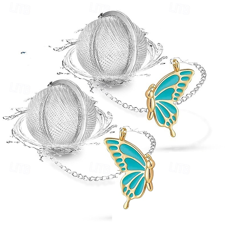 2 bolas de té para té a granel con colgante de mariposa 3D. Infusor de té de malla de acero inoxidable. 2026 - $11.99 –P4
