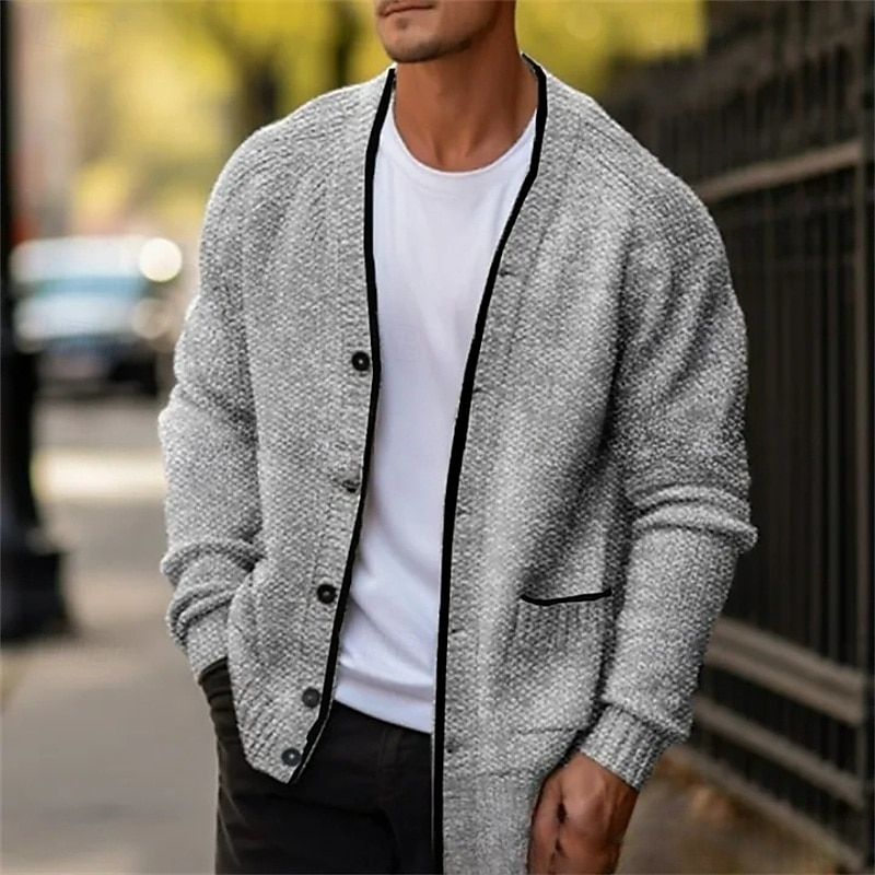 Per uomo Maglione Jacquard Felpa Cardigan A Coste Maglia Top Regolari Lavorato a maglia Semplice Scollo a V Vacanza Moda Casuale Abbigliamento quotidiano Abbigliamento Primavera & Autunno Autunno del 2026 a $36.99 –P2