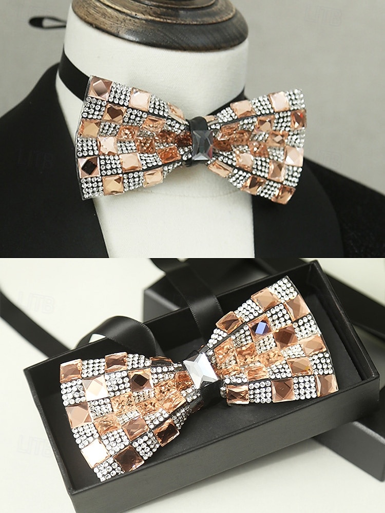 мужской галстук-бабочка с кристаллами на Рождество, разноцветный, праздничный стиль, с узором из страз и бусин, идеально подходит для праздничных вечеринок и официальных мероприятий 2026 - $11.99 –P4