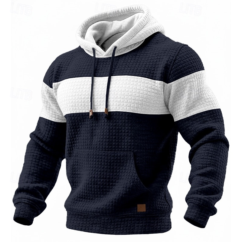 Homens Moletom Moletons Waffle Estacionar Preto Verde Tropa Azul Marinha Cáqui Cinza Claro Com Capuz Tecido Patchwork Bloco de cor bolso canguru Casual Diário Desportos e Ar livre Poliéster Roupa de de 2026 por $28.99 –P5