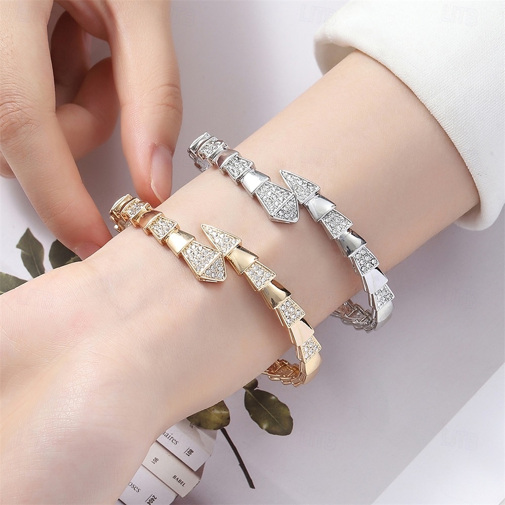 Zirkon Retro Had Elegantní Módní Přizpůsobeno Moderní Chrome Náramek šperky Stříbrná / Zlatá Pro Svatební Párty Zásnuby Maturitní ples 2025 - $9.99 –P1