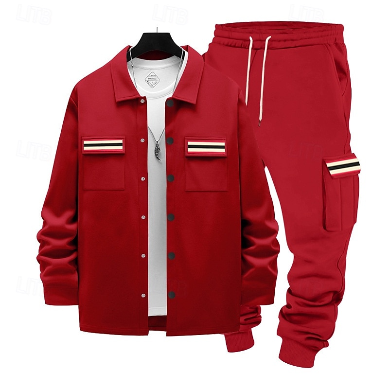 Ανδρικά Πουλόβερ Φόρμα Σετ ρούχων Jachetă Πέτο ΕΞΩΤΕΡΙΚΟΥ ΧΩΡΟΥ Καθημερινά Αθλητικά Κορδόνι Κουμπί επάνω Τσέπη Ταινία Μαύρο Ρουμπίνι Καφέ Πολυεστέρας Ρούχα Γυμναστικής Μοντέρνα Κομψό στυλ street 2026 - $55.99 –P6