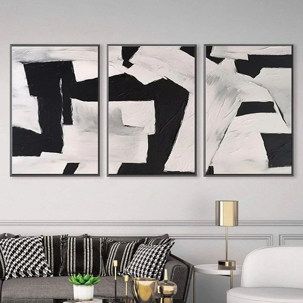 2026年 手描きの油絵、黒、グレー、白、モダン、抽象、キャンバスの油絵、ミニマリスト、テクスチャ、壁アート、手作りの絵画、リビングルーム、壁アート、ホームデコレーション  コレクション – $88.99 –P3