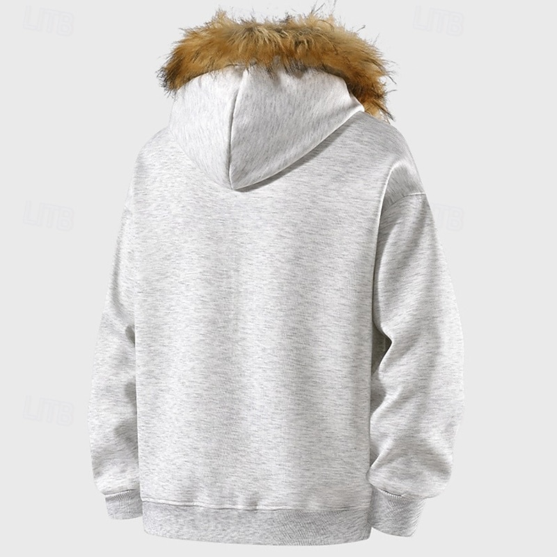 Herren Freizeitjacke Kapuzenjacke Outdoor Lässig Fellbesatz Tasche Herbst Winter Einfach Mode Streetwear Mit Kapuze Regulär Aprikose Schwarz Rosa Burgunderrot Hellgrau Jacken 2026 - $33.99 –P2