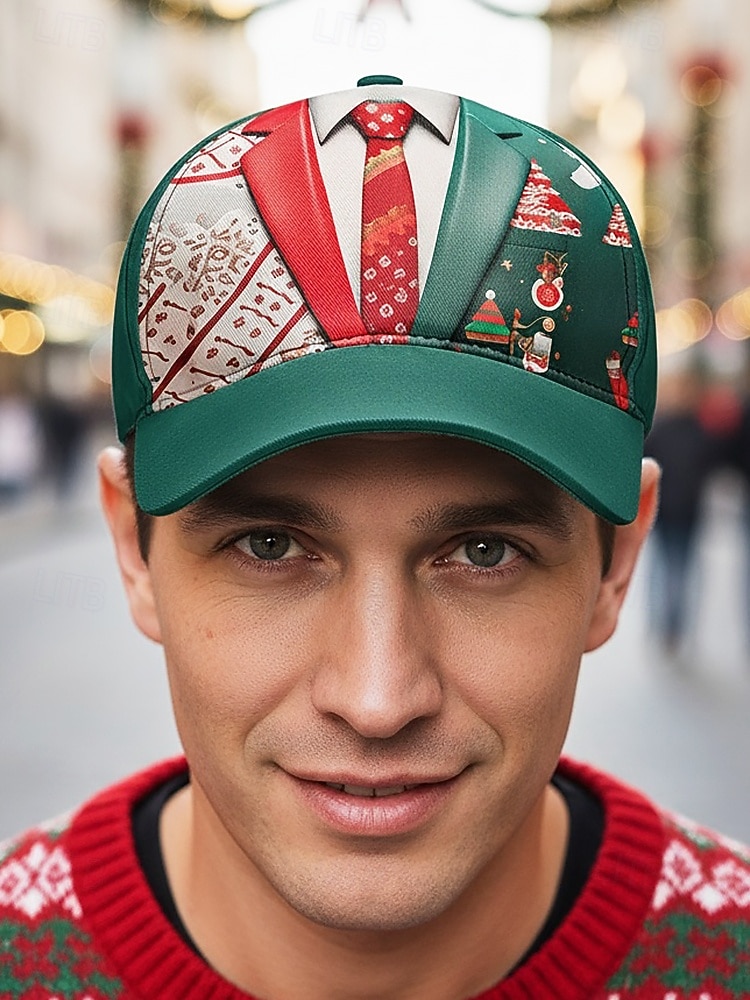 Casquette de smoking de Noël pour homme - matière polyester, motifs variés sur le thème des fêtes, idéale pour les soirées festives, les sorties décontractées et les célébrations de fin d'année. de 2026 ? $14.99 –P2