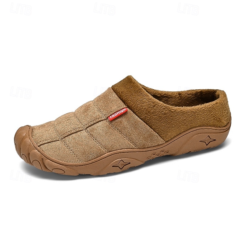 scarpe slip-on trapuntate marroni da uomo con fodera in pile: calzature calde e comode per l'inverno e le uscite informali del 2026 a $34.99 –P14