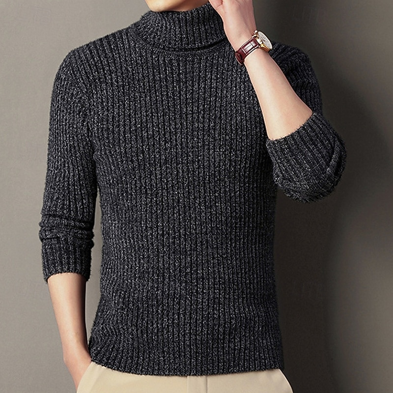 Herren Pullover Strickpullover Gerippt Stricken Normale Oberteile Gestrickt Einfach Rollkragen Mode Basic Urlaub Alltagskleidung Bekleidung Herbst Winter Schwarz Kaffee M L XL 2026 - $37.99 –P4