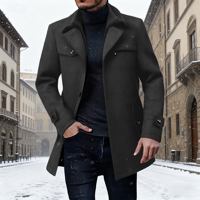 Homens Casaco de inverno Casaco de lã Casaco Casaco longo Casaco impermeável Ao ar livre Casual Outono Inverno Misto de Lã Térmico / Quente agasalhos Roupa Elegante Moda Tecido Bolsos Aberto para a de 2026 por $75.99 –P5
