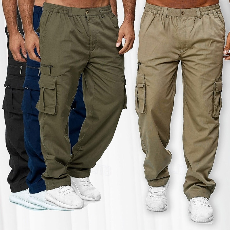 Men's Cargo Pants Cargo Trousers Combat Trousers Zipper Pocket Solid Color Quick Dry Multi Pockets Daily Streetwear Classic Formal Black Navy Blue 2026 - $25.99 –P1