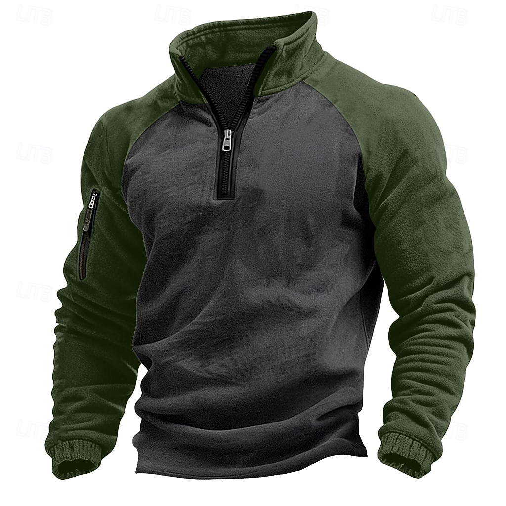 Ανδρικά Κάνε στην άκρη Φούτερ με φερμουάρ Tactical Hoodie Θαλασσί Πράσινο του τριφυλλιού Χακί Καφέ Όρθιος γιακάς Μισό φερμουάρ Σκέτο Κουρελού Τσέπη Μπλοκ χρωμάτων 2026 - $24.99 –P3