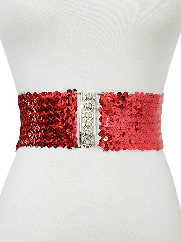 Γυναικεία χριστουγεννιάτικη ζώνη με γκλίτερ και ελαστικές πούλιες, ελαστική και άνετη, διαθέσιμη σε πολλά χρώματα – τέλειο αξεσουάρ για τις γιορτές 2026 - $11.99 –P6