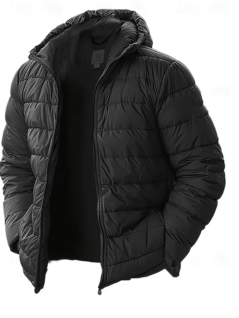 Per uomo Cappotto Invernale Giacca imbottita Giacca Imbottita Tasca Poliestere Vacanza Abbigliamento quotidiano Data Regolare Moda Casual Confortevole Calore Termico Autunno Inverno Colore Solido del 2026 a $37.99 –P1