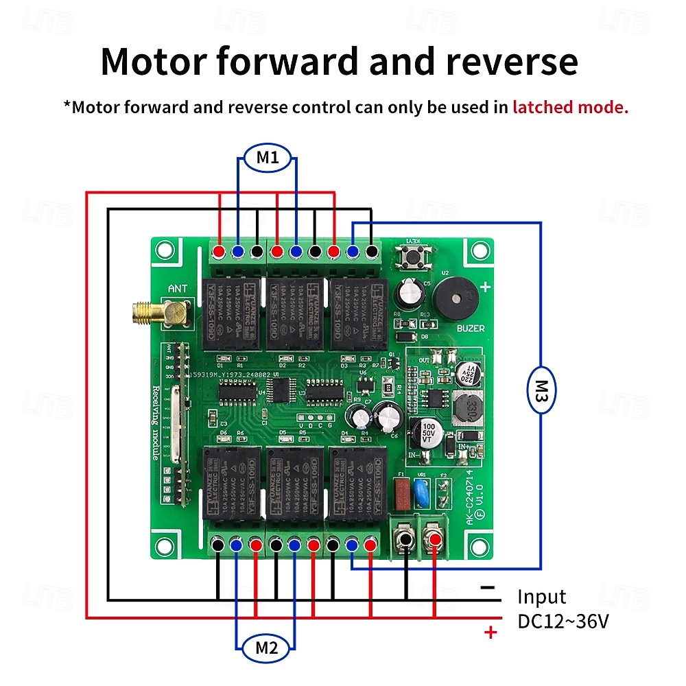 2025年 DC12V 24V 36V 6ch RFワイヤレスリモートコントロールスイッチ ガレージドアモーター リモートRFトランスミッターレシーバー 433MHz  コレクション – $37.99 –P8
