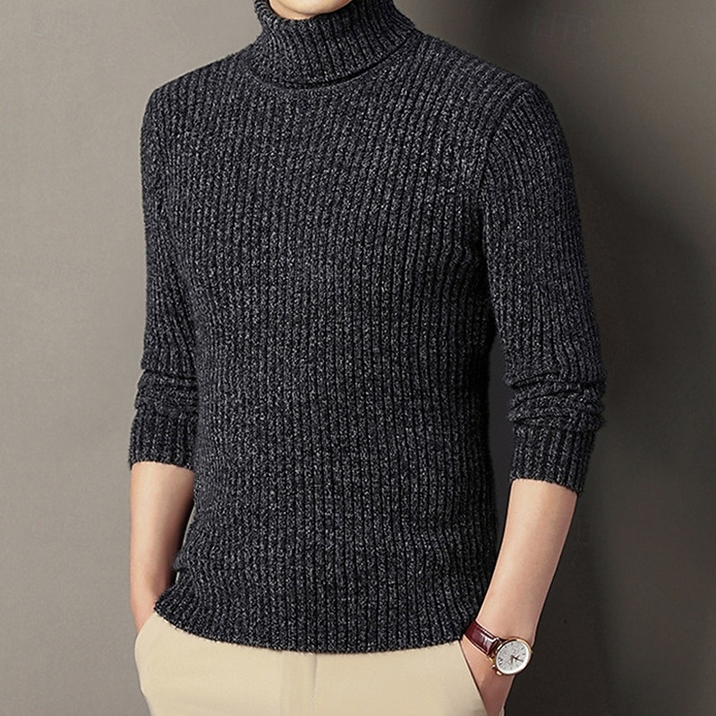 Herren Pullover Strickpullover Gerippt Stricken Normale Oberteile Gestrickt Einfach Rollkragen Mode Basic Urlaub Alltagskleidung Bekleidung Herbst Winter Schwarz Kaffee M L XL 2026 - $37.99 –P5