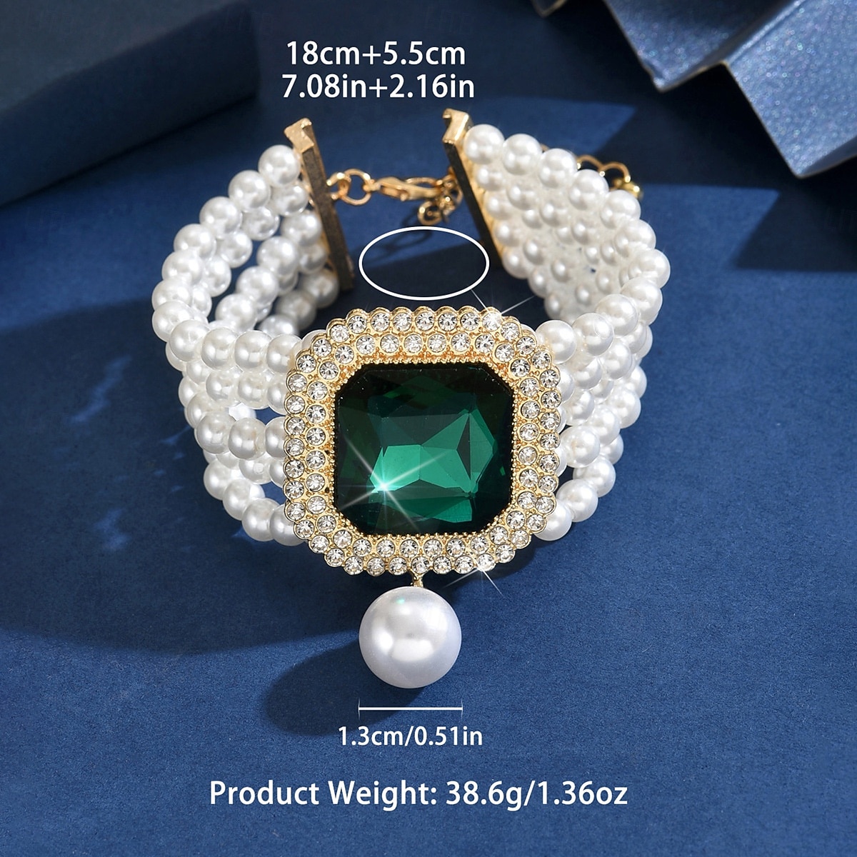 צמיד חרוזים פנינים לנשים עם קריסטל גדול - תכשיט יד אלגנטי משובץ אבני חן למסיבה, ערב ואירועי קוקטייל 2026 - $14.99 –P1