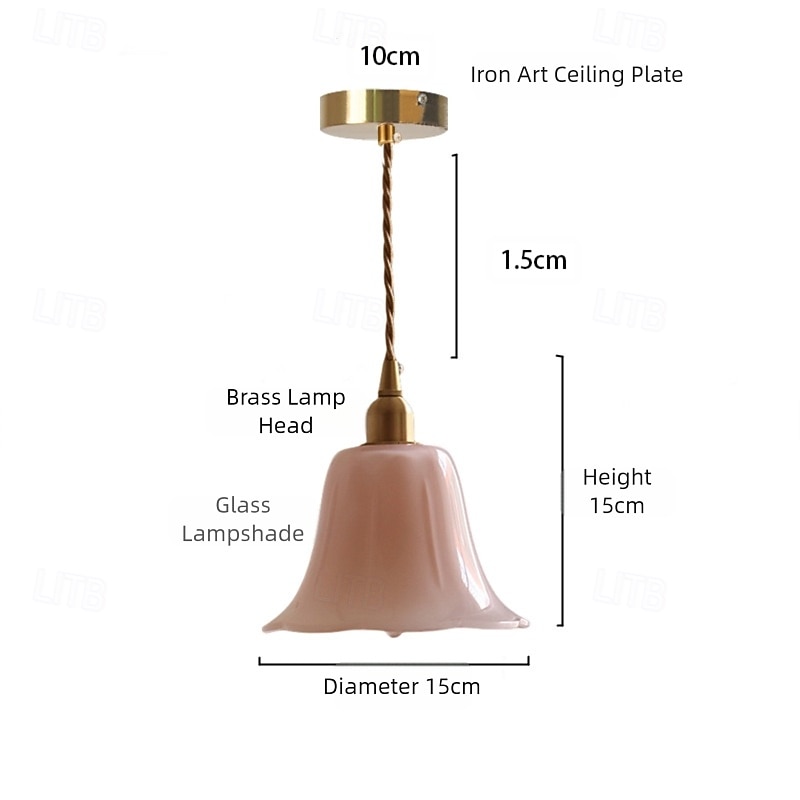 Lámpara de araña vintage de pétalos de cristal, lámpara colgante francesa de cristal color crema - creativa lámpara de techo colgante totalmente de cobre para sala de estar, dormitorio, mesita de 2026 - $115.99 –P2