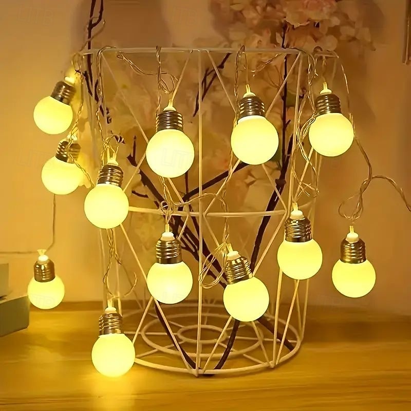 Guirnalda Luces Interior, 3.5M 20 LED Bolas De Algodón Batería, Guirnalda De Luces De Algodón, Cadena De Luces Para Algodón Bola, Cadena De Luz LED Temporizador Para Balcón, Fiesta, Boda, Decoración