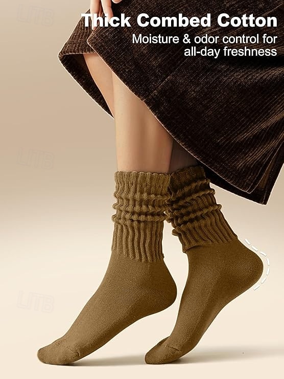 גרביים רפויות לנשים, גרבי מגפיים מרופדות לבנות, סרוגות עבות ואריכות ימים, אופנתיות רחוב, אופנתי, סתיו חורף, קז'ואל, ספורטיבי, חמים ונעימים, גרביים לנשים 2026 - $5.49 –P3