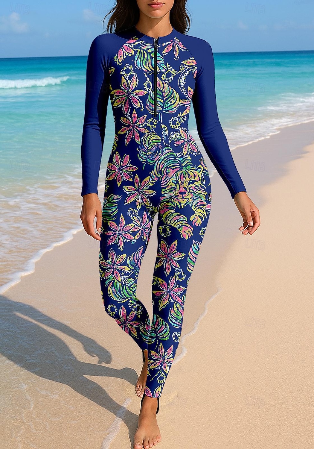 Women's Rash Guard Full Body Swimwear Dive Skin Suit Floral Front Zip UPF50+ Quick Dry High Elasticity Long Sleeve Swimwear Surfing Diving Snorkeling Summer 2026 - $49.99 –P3