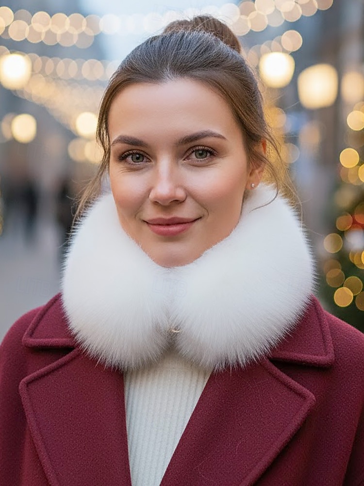 Dámský vánoční šátek s umělou kožešinou, měkký a útulný, dostupný v červené, bílé a několika dalších barvách – perfektní vánoční dárek 2026 - $14.99 –P1