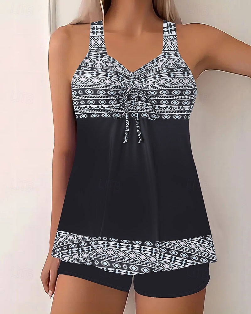 Femmes Maillots de Bain 2 pièces Shorts Maillot de bain Dos nu Vacances Tenues de plage Graphique Col rond Sans manches Maillots de bain de 2026 ? $12.49 –P5