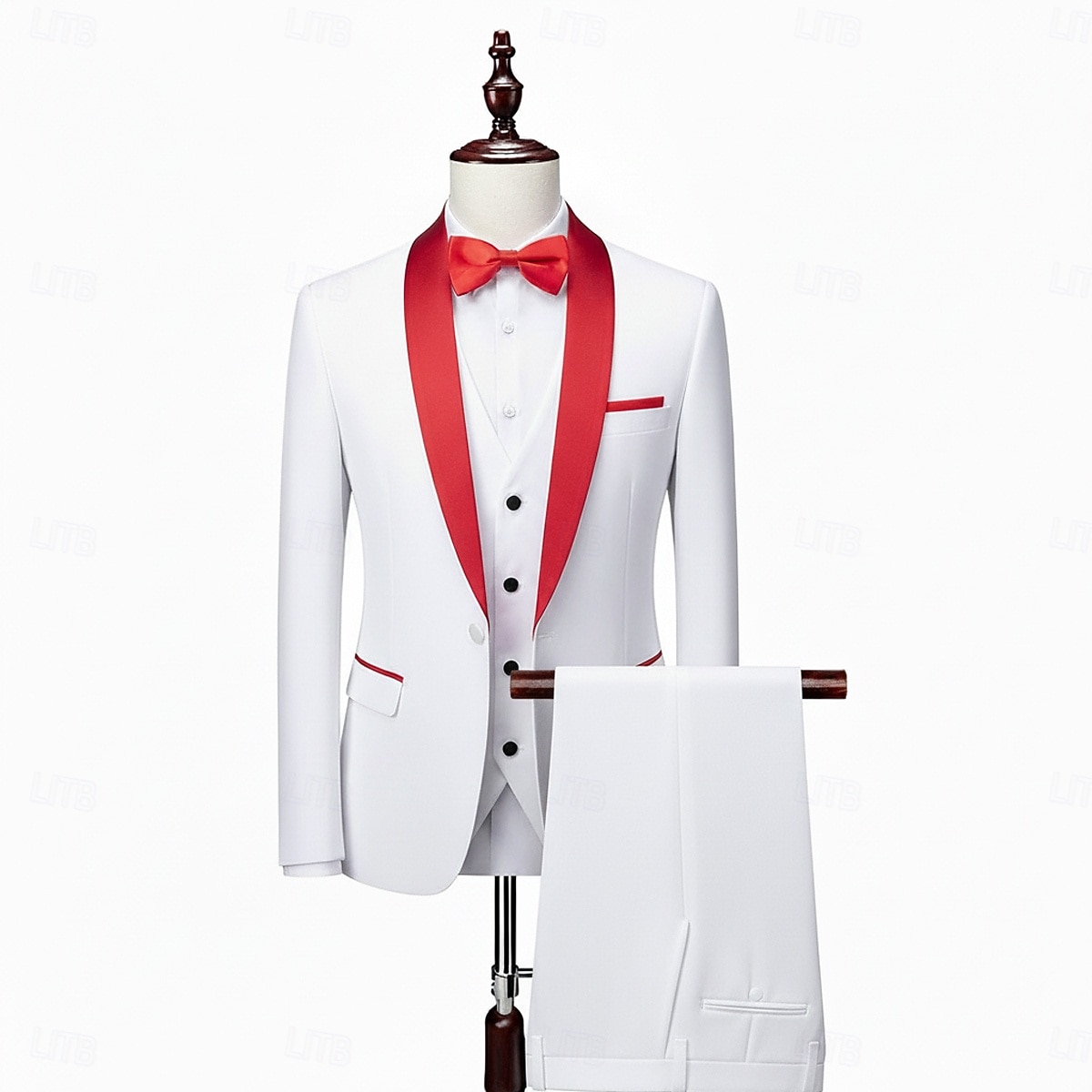 Herren Smokings Partyanzüge Lässig Schwarz Weiß Frühling, Herbst, Winter, Sommer Anzug Schalkragen Mode Party Patchwork Figurbetonter Schnitt 3-teilig Einreiher - 1 Knopf 2026 - $125.99 –P12